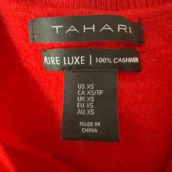 Tahari Women's Size XS Pure Luxe 100% Cashmere Sweater Red Luxury Classic - Picture 6 of 10
